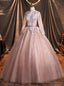 Pink Long Sleeve Appliques Quinceanera Dresses