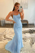 Pink Mermaid Long Prom Dress with Appliques