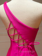 Pink Mermaid One Shoulder Long Evening Prom Dress