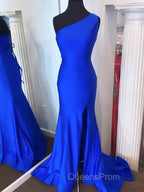 Pink Mermaid One Shoulder Long Evening Prom Dress