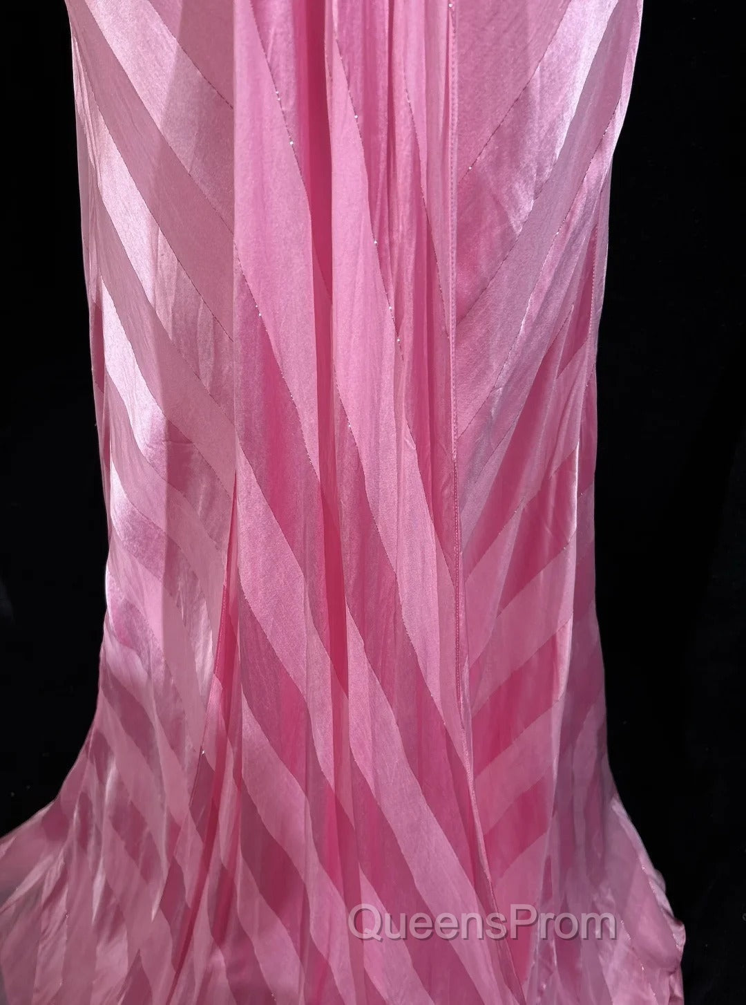 Pink Mermaid Spaghetti Straps Satin Beaded Long Evening Prom Dress Beautiful Bridal Dress