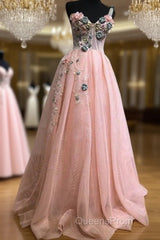 Pink Muslim Evening Dress A-Line One-Shoulder Tulle Pearls Long Islamic Dubai Saudi Arabic Long Formal Evening Gown