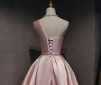 Pink Off Shoulder Homecoming Dress, Pink Party Dress , Cute Satin Dress
