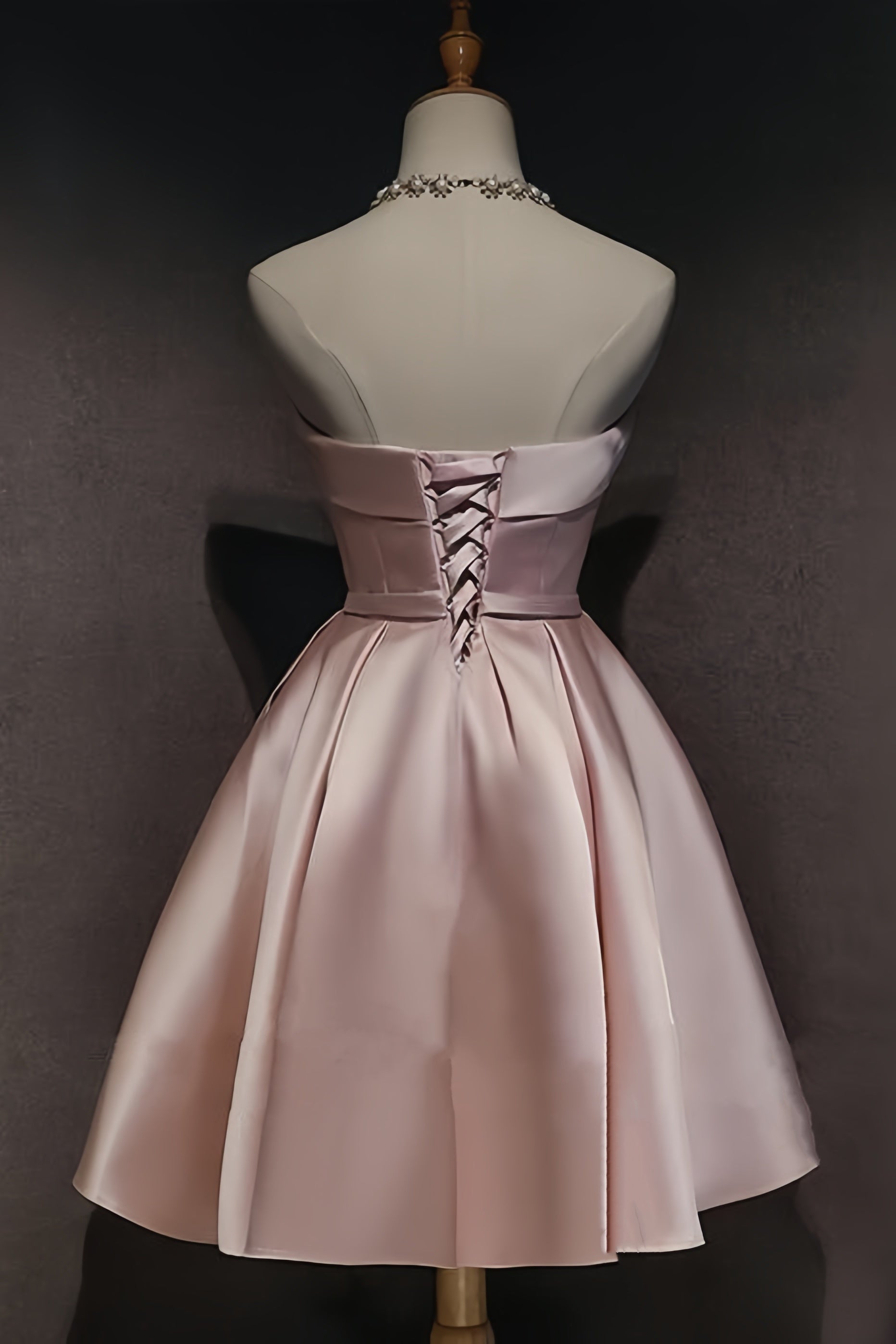 Pink Off The Shoulder Satin Homecoming Dress Secondary image