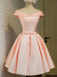 Pink Satin Knee Length Party Dress , Homecoming Dress
