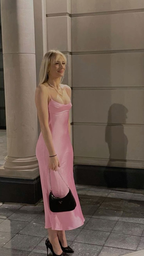 Pink Satin Classy Prom Dress Long Classy Evening Dress Party Dress