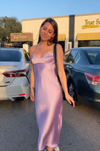 Pink Satin Classy Prom Dress Long Classy Evening Dress Party Dress