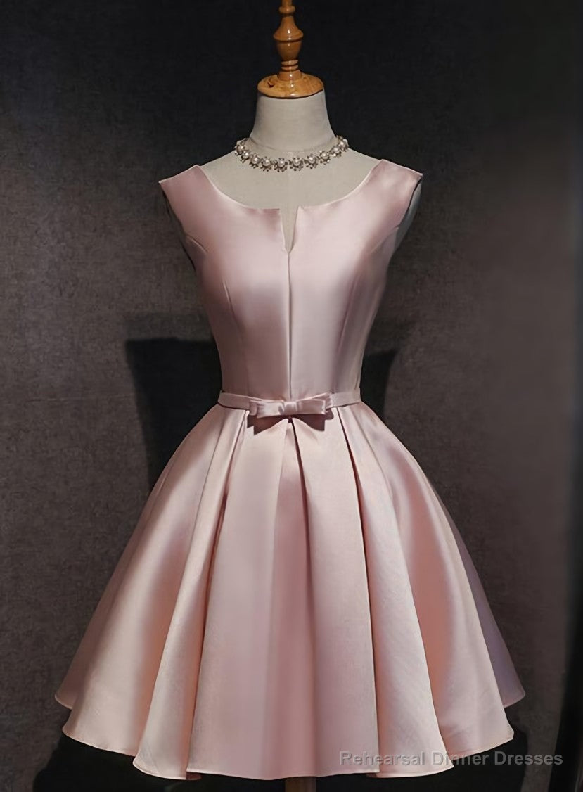Pink Satin Short Party Dress , Lovely Satin Homecoming Dress Secondary image