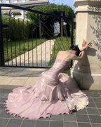 Pink Satin Straps Long Party Dress, Pink Satin Chic Classy Prom Dress Classy Evening Dress