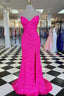 Pink Sequin Long Classy Prom Dress Spaghetti Straps Classy Evening Party Gown