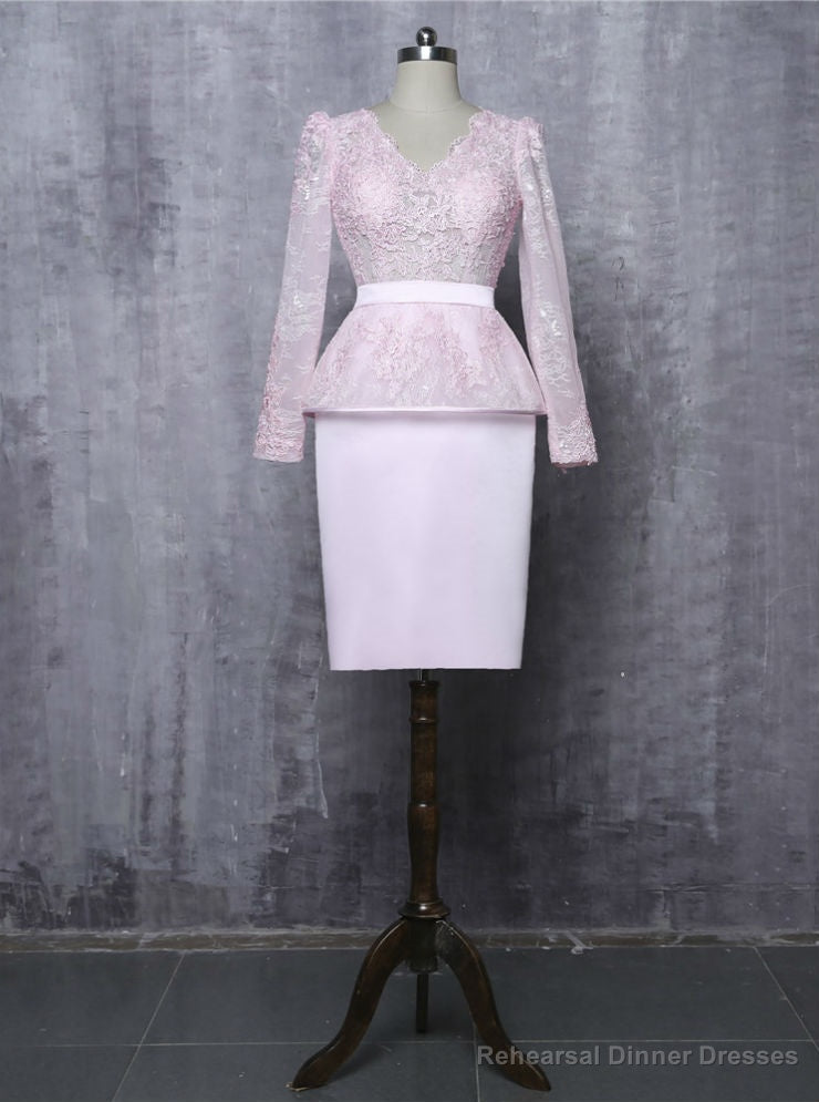 Pink Sheath V-neck Long Sleeves Mother Of The Bride Dresses Main image