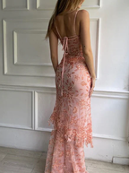 Pink Spaghetti Straps Lace Beading Gorgeous Mermaid Classy Evening Dress