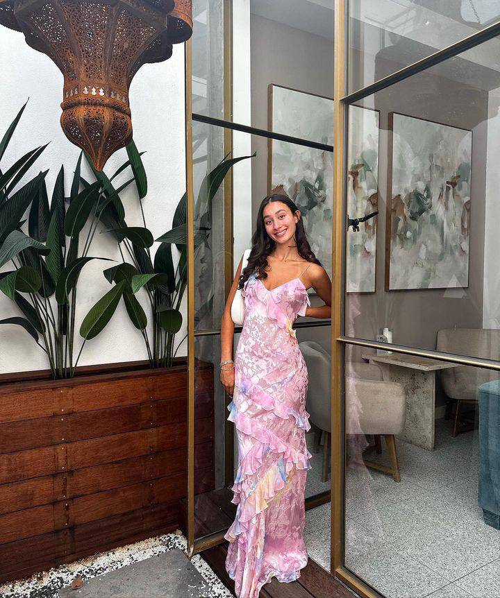 Pink Spaghetti Straps Backless Ruffles Long Classy Prom Dress