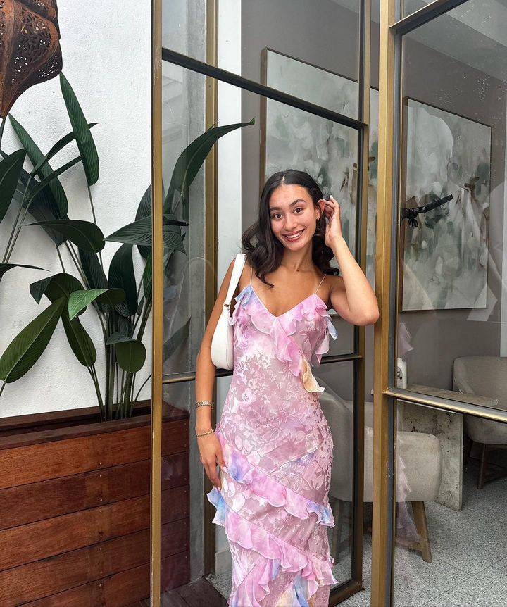 Pink Spaghetti Straps Backless Ruffles Long Classy Prom Dress