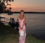 Pink Spaghetti Straps Backless Ruffles Long Classy Prom Dress