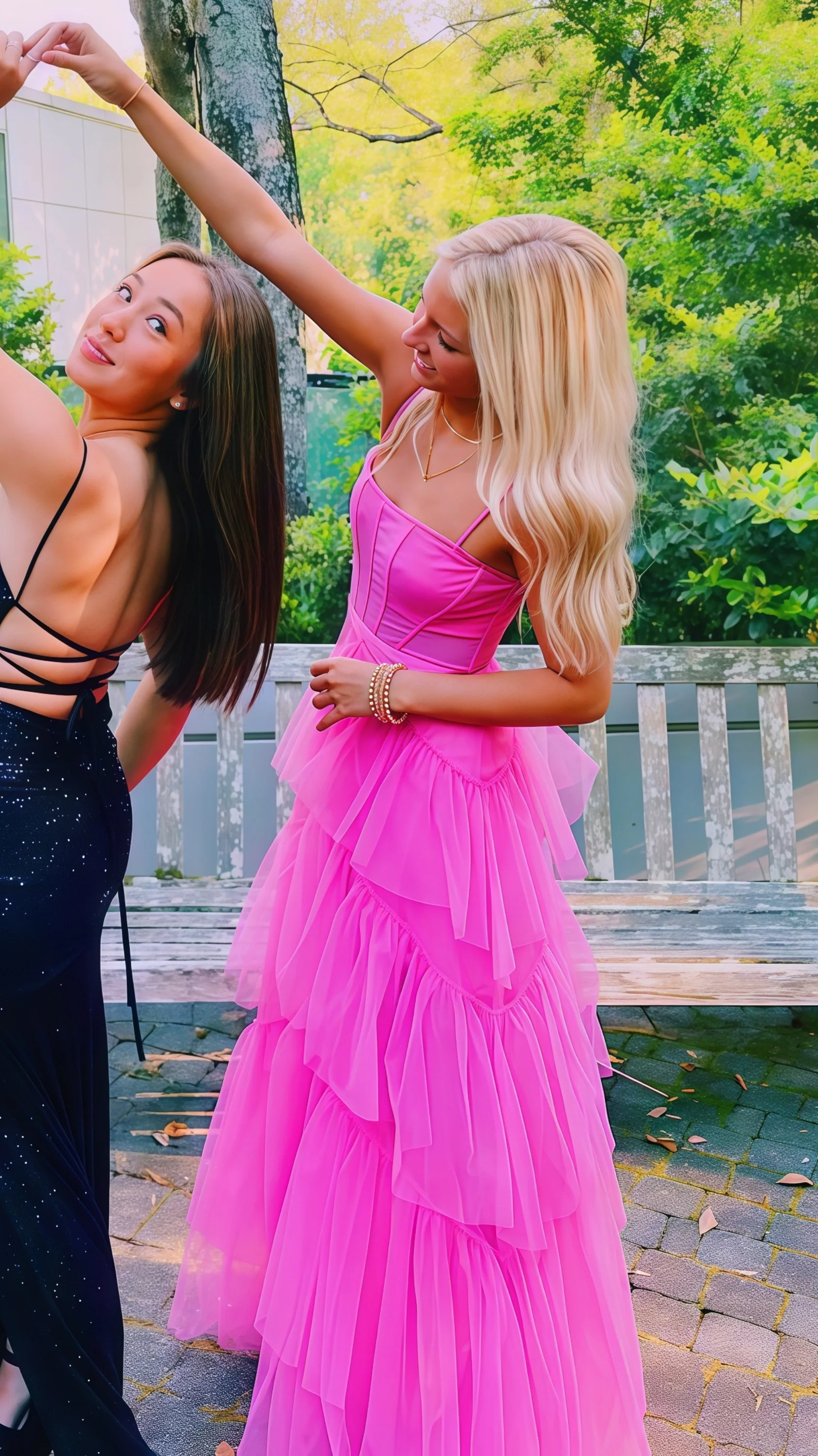 Pink Spaghetti Straps Tulle Long Classy Prom Dress Classy Evening Dress Ruffles Full Length Dress