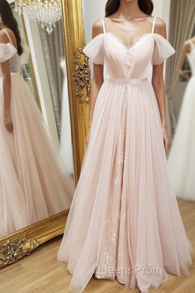 Pink sweetheart neck tulle long Evening Prom Dress, pink evening Dress Main image