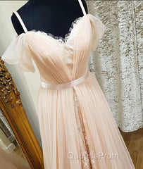Pink sweetheart neck tulle long Evening Prom Dress, pink evening Dress