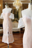 Pink Sweetheart Off Shoulder Lace Evening Prom Dress Lace Evening Dress