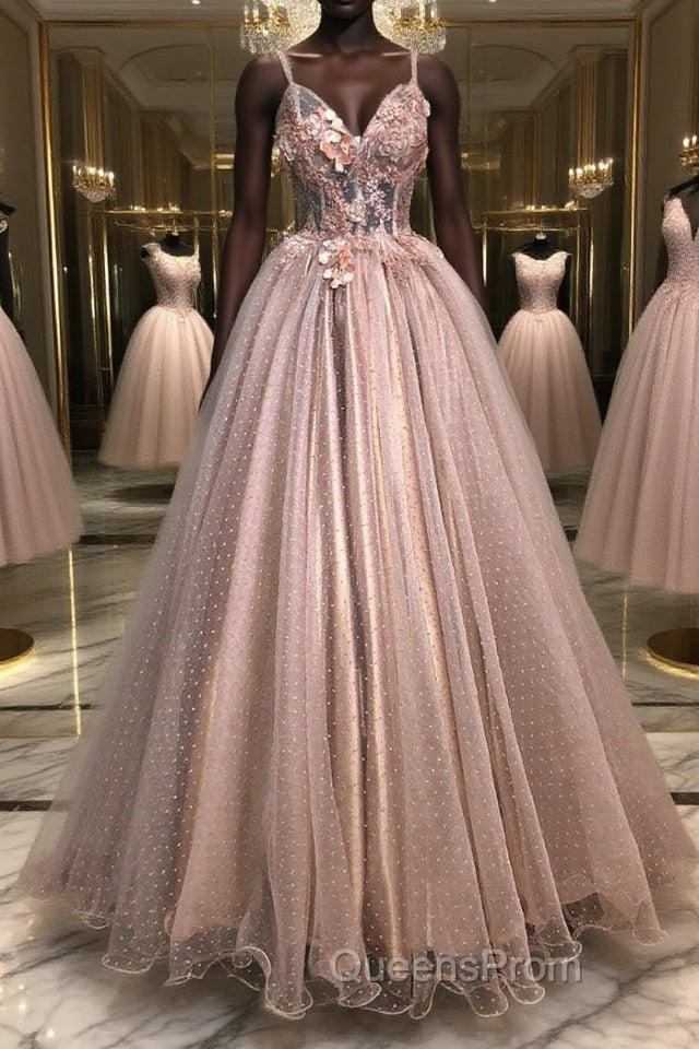 Pink sweetheart tulle lace long Evening Prom Dress pink tulle formal Dress Main image