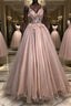 Pink sweetheart tulle lace long Evening Prom Dress pink tulle formal Dress