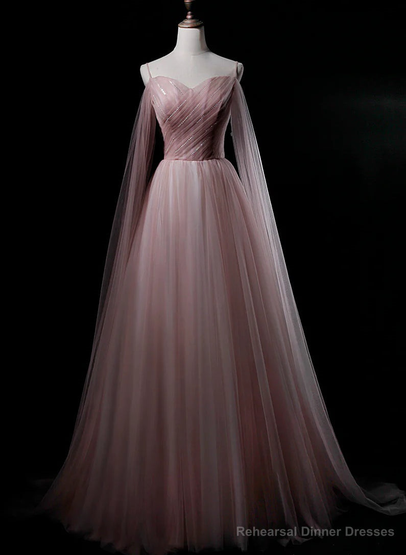 Pink Sweetheart Tulle Long Elegant Evening Dress, Pink Prom Dress Secondary image