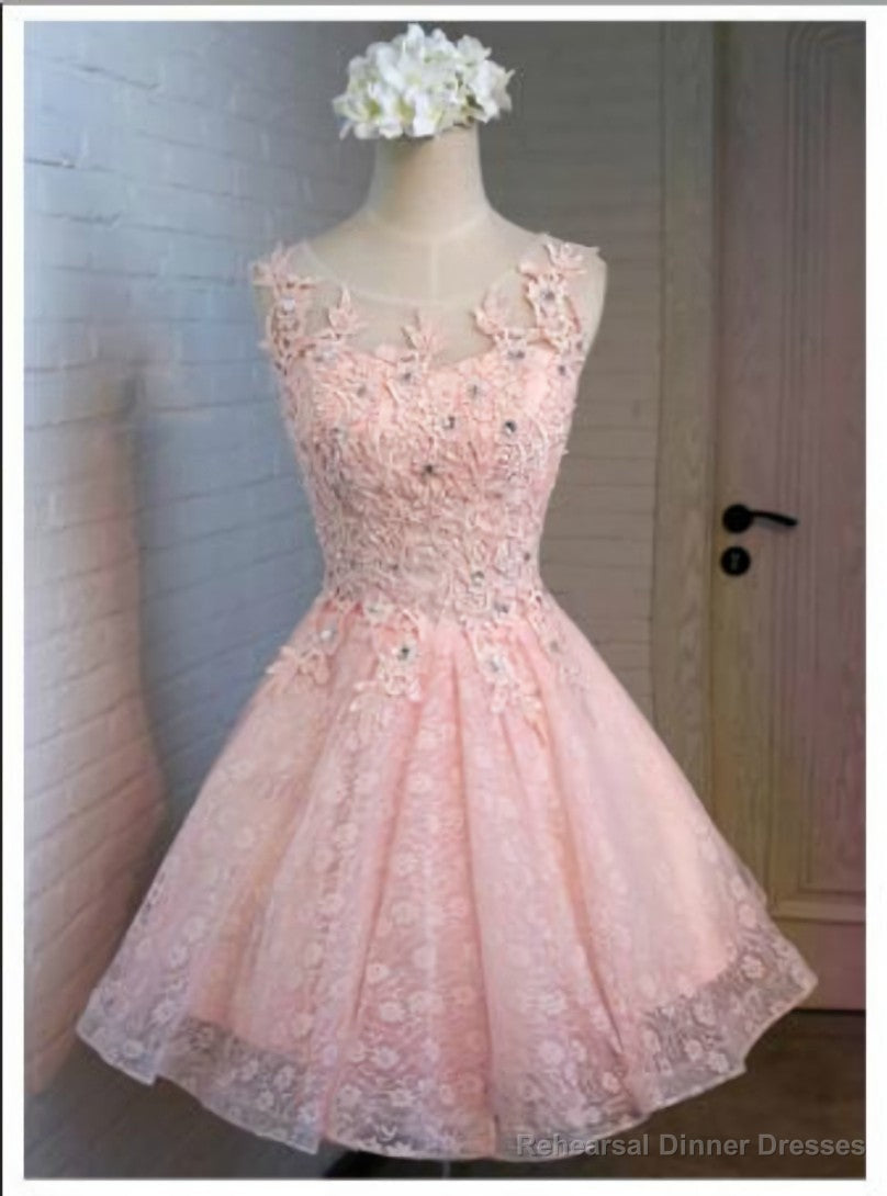 Pink Tulle Appliques Homecoming Dress Main image
