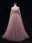Pink Tulle Backless Beading Prom Dress