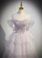 Pink Tulle Ball Gown Layers Long Party Dress, Pink Shiny Tulle Sweet 16 Dress