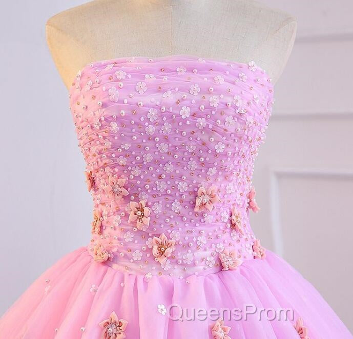 Pink Tulle Ball Gown Sweet 16 Party Dress, Pink Formal Dress, Quinceanera Dress Secondary image