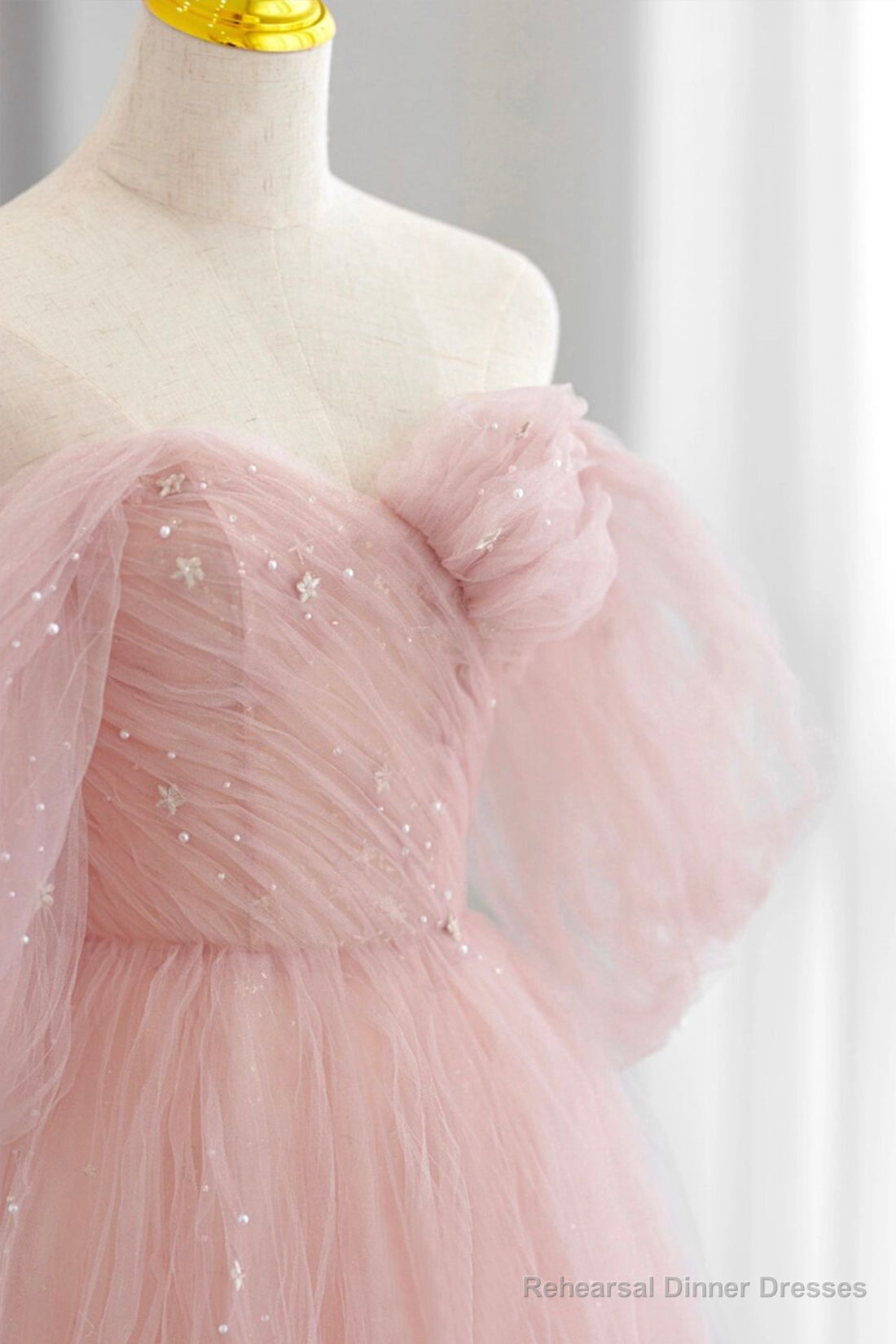 Pink Tulle Floor Length Prom Dress, Cute A-Line Evening Party Dress Secondary image