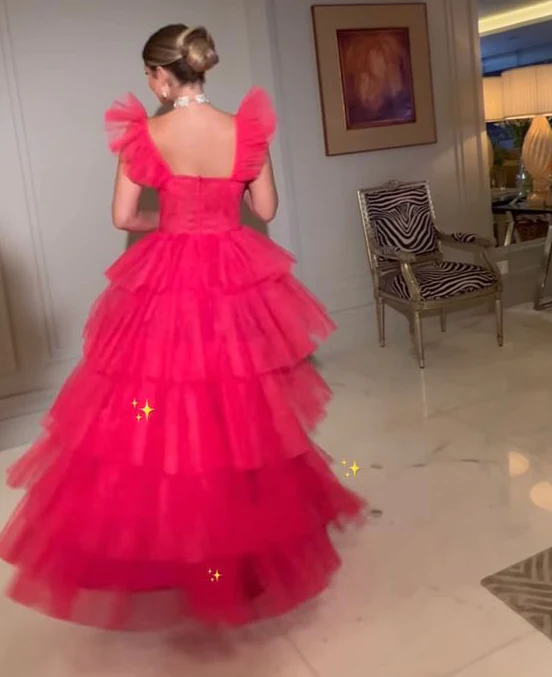 Pink Tulle Classy Prom Dress Long Classy Evening Dress