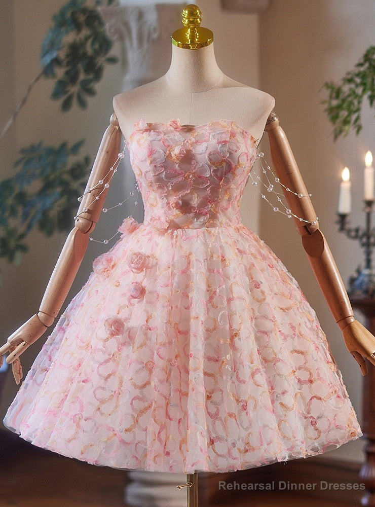 Pink Tulle Strapless Homecoming Dress Main image