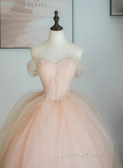 Pink Tulle Sweetheart Ball Gown Cute Sweet 16 Dress, Pink Tulle Evening Prom Dress