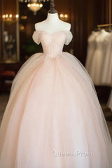 Pink Tulle Sweetheart Ball Gown Cute Sweet 16 Dress, Pink Tulle Evening Prom Dress