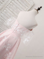 Pink Tulle Sweetheart Lace Short Prom Dress, Pink Homecoming Dress