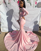 Pink Unique Long Classy Prom Dress Mermaid Party Dress