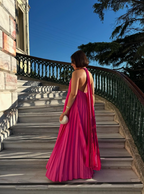 Pink/Green Fashion V-Neck Elegant Long Satin Classy Evening Dress Party Dress Wedding Guest Dress Maternity Dress