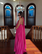 Pink/Green Fashion V-Neck Elegant Long Satin Classy Evening Dress Party Dress Wedding Guest Dress Maternity Dress