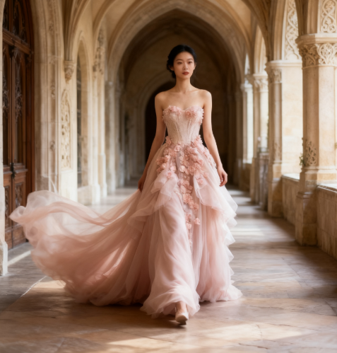 Pink Vintage A-Line Sweetheart Lace Tulle Long Classy Evening Gown Applique Wedding Dress