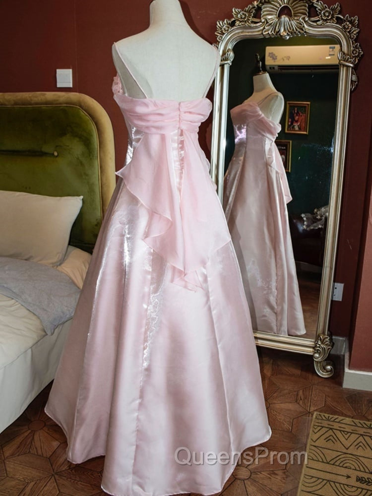 Pink Vintage Shimmering Satin Spaghetti Straps Gown Princess Dress Secondary image