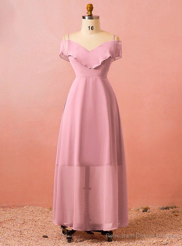 Plus Size Pink Chiffon Spaghetti Straps Floor Length Prom Dress Main image