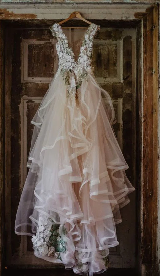 Popular Classy A Line Tulle Bridal Gown Long Classy Prom Dress