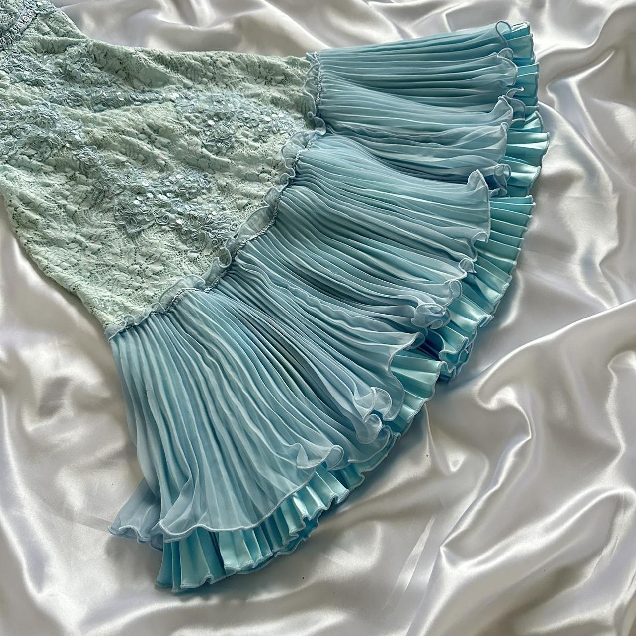 Powder Blue Sparkling Charming Retro Princess Stunning Unique Fashionable Beautiful Elegant Delicate Lace Short Lace Sequin Homecoming Dress Classy Prom Dress Classy Evening Dress Birthday Party Dress Classy Prom Dress