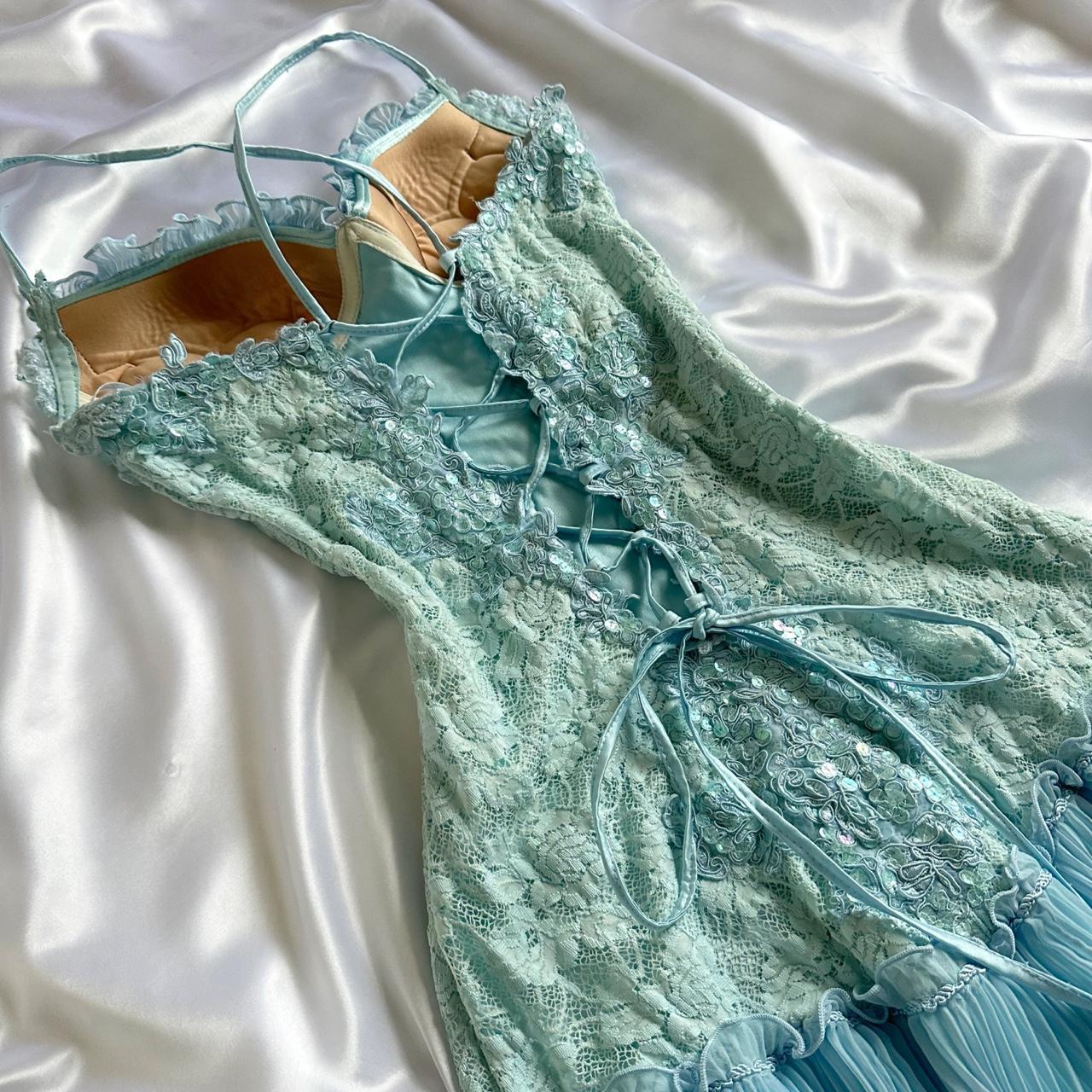 Powder Blue Sparkling Charming Retro Princess Stunning Unique Fashionable Beautiful Elegant Delicate Lace Short Lace Sequin Homecoming Dress Classy Prom Dress Classy Evening Dress Birthday Party Dress Classy Prom Dress