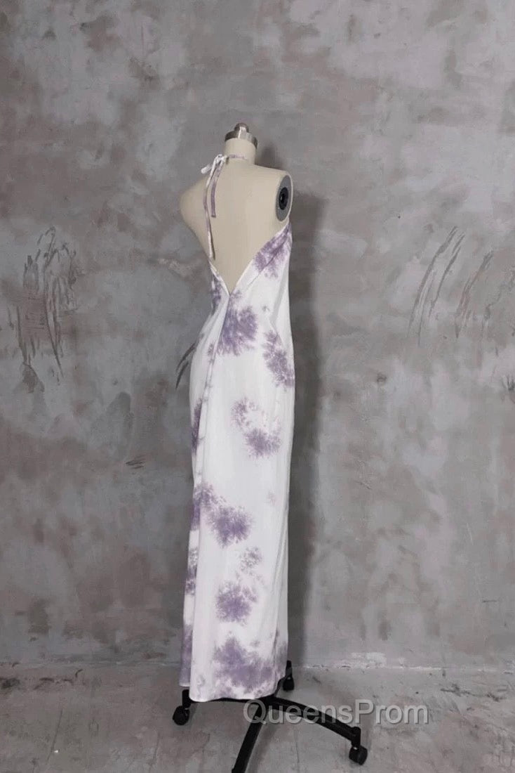 Pretty A Line Halter Floral Chiffon Long Evening Prom Dress Birthday Dress For Women Secondary image