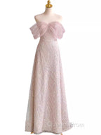 Pretty A Line Off The Shoulder Pink Sequin Long Evening Party Dress Evening Prom Dress With Beads
