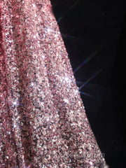 Pretty A Line Off The Shoulder Pink Sequin Long Evening Prom Dress Evening Gowns