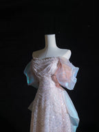 Pretty A Line Off The Shoulder Pink Sequin Long Classy Prom Dress Classy Evening Gowns