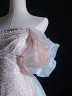 Pretty A Line Off The Shoulder Pink Sequin Long Classy Prom Dress Classy Evening Gowns